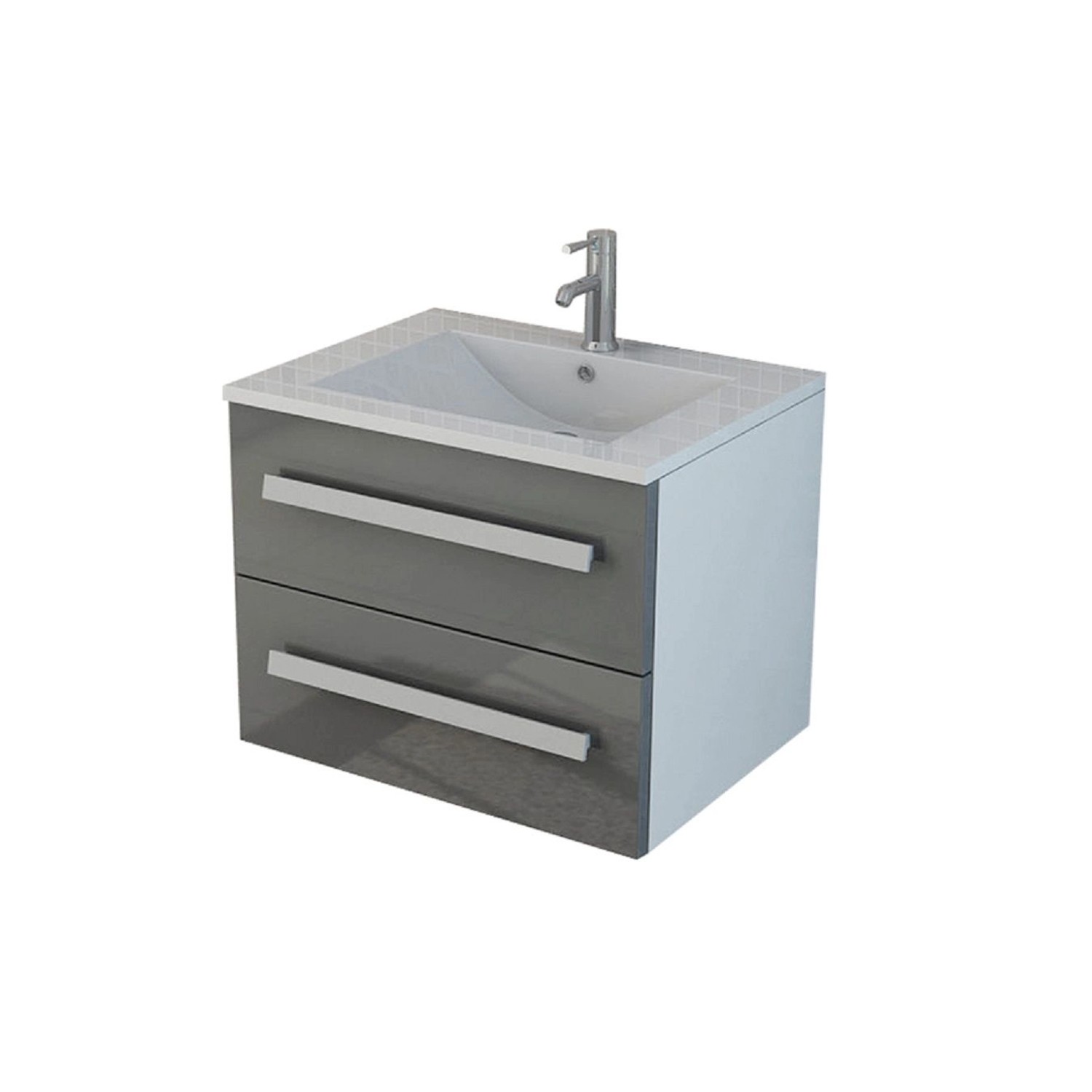 Jet-Line Badmöbel-Set Arosa II 59cm Grau Hochglanz Waschbecken und Untersch günstig online kaufen