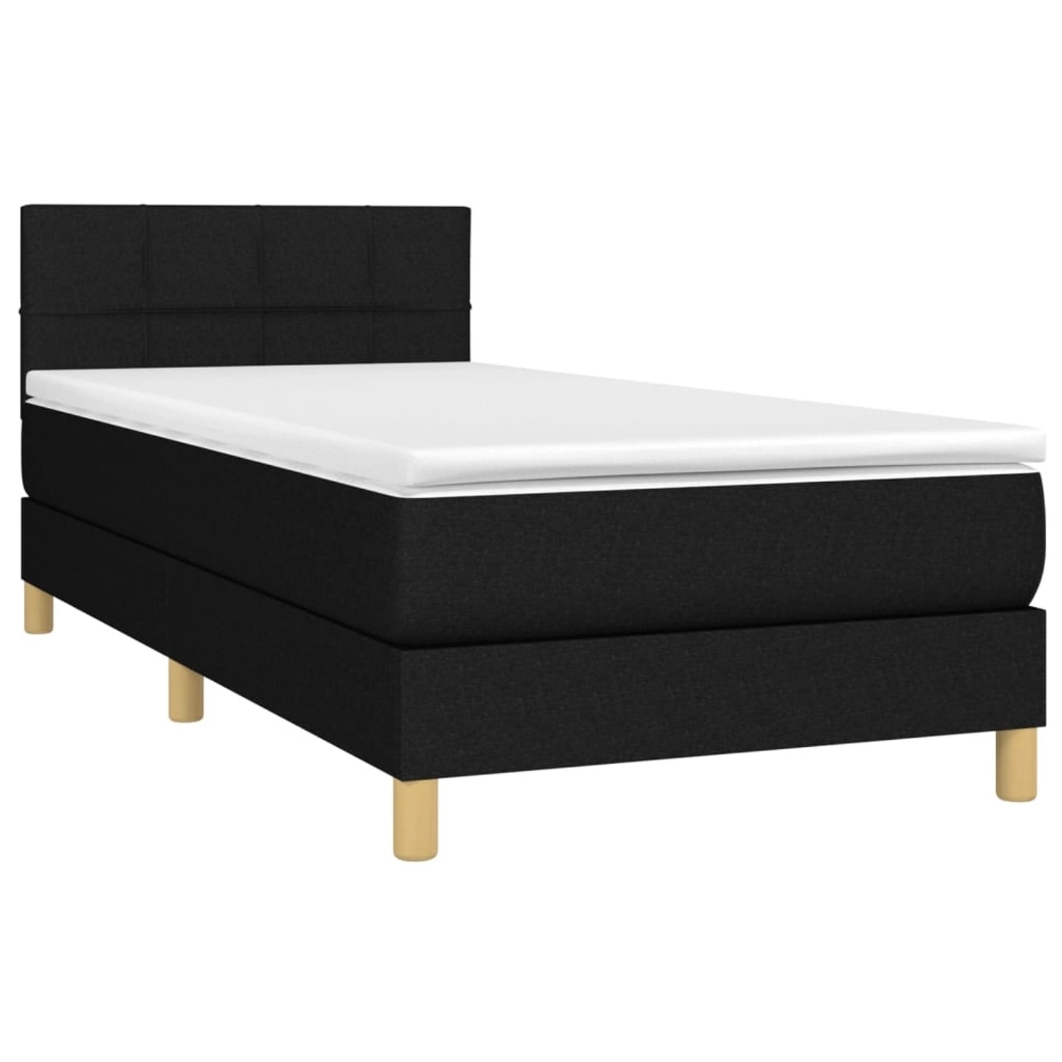vidaXL Boxspringbett mit Matratze & LED Schwarz 90x190 cm Stoff 3133679 günstig online kaufen
