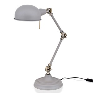 Graue Orion Tischleuchte Kermit mit E27 Fassung, verstellbar für Innenräume.