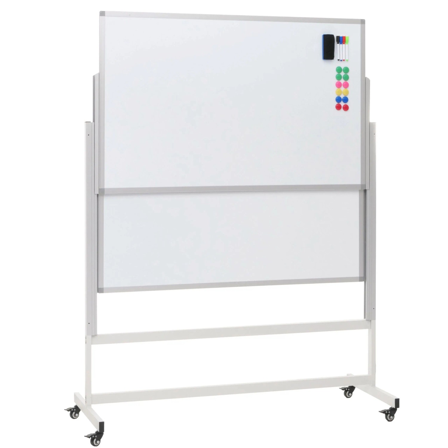 Mcw Whiteboard L87 Beidseitig Beschreibbar Höhenverstellbar Rollbar 101x69cm