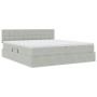 vidaXL Bett mit LED-Lichtleisten Hellgrau 200 x 200 cm Samt 3371639_7