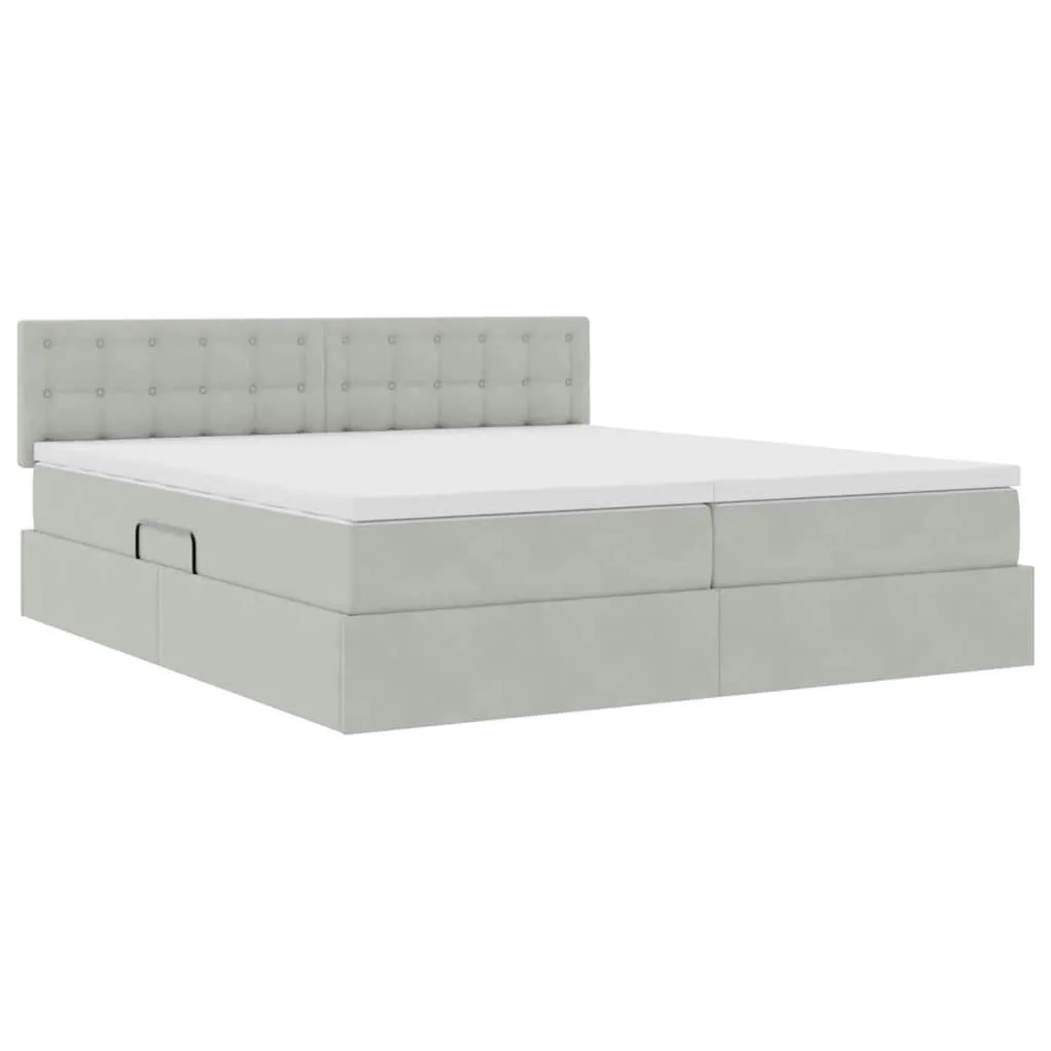 vidaXL Bett mit LED-Lichtleisten Hellgrau 200 x 200 cm Samt 3371639_7