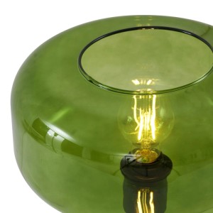 QAZQA Retro Stehleuchte Bizle, schwarz mit grünem Glas. Innenleuchte für gemütliches Licht.