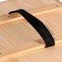 Detailansicht: Dobar Wabentransportkiste aus Holz mit Deckel und schwarzem Tragegriff.