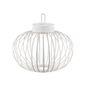 Weiße LED-Akku-Pendelleuchte Akuba, 33 cm, für Innen & Außen. Dekorative Außenleuchte.