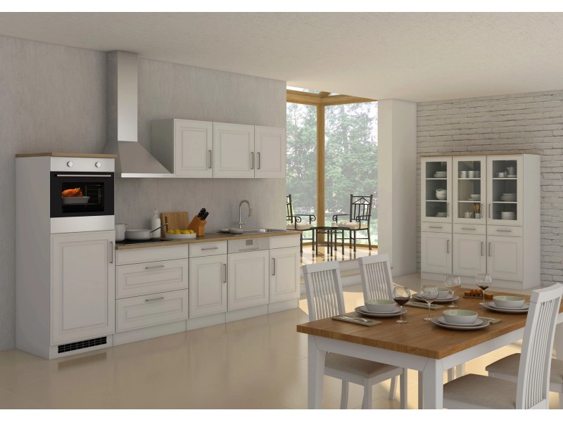 Held Möbel Küchenzeile Rom 300 cm Landhaus Weiß Matt mit E-Geräten kaufen  bei OBI | Küchenzeilen mit Geräten