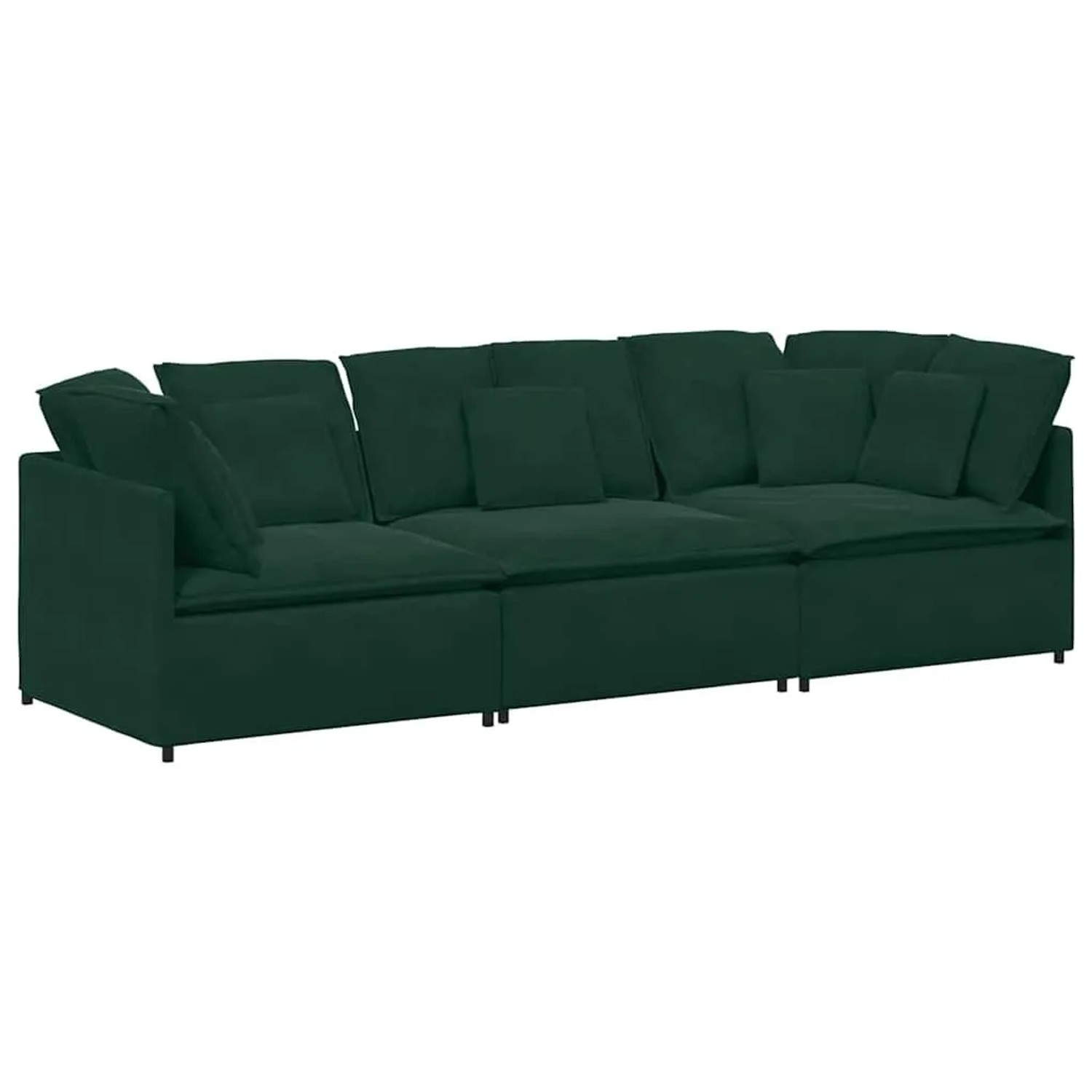 vidaXL Modulares Sofa mit Kissen Samt Dunkelgrün 3321281
