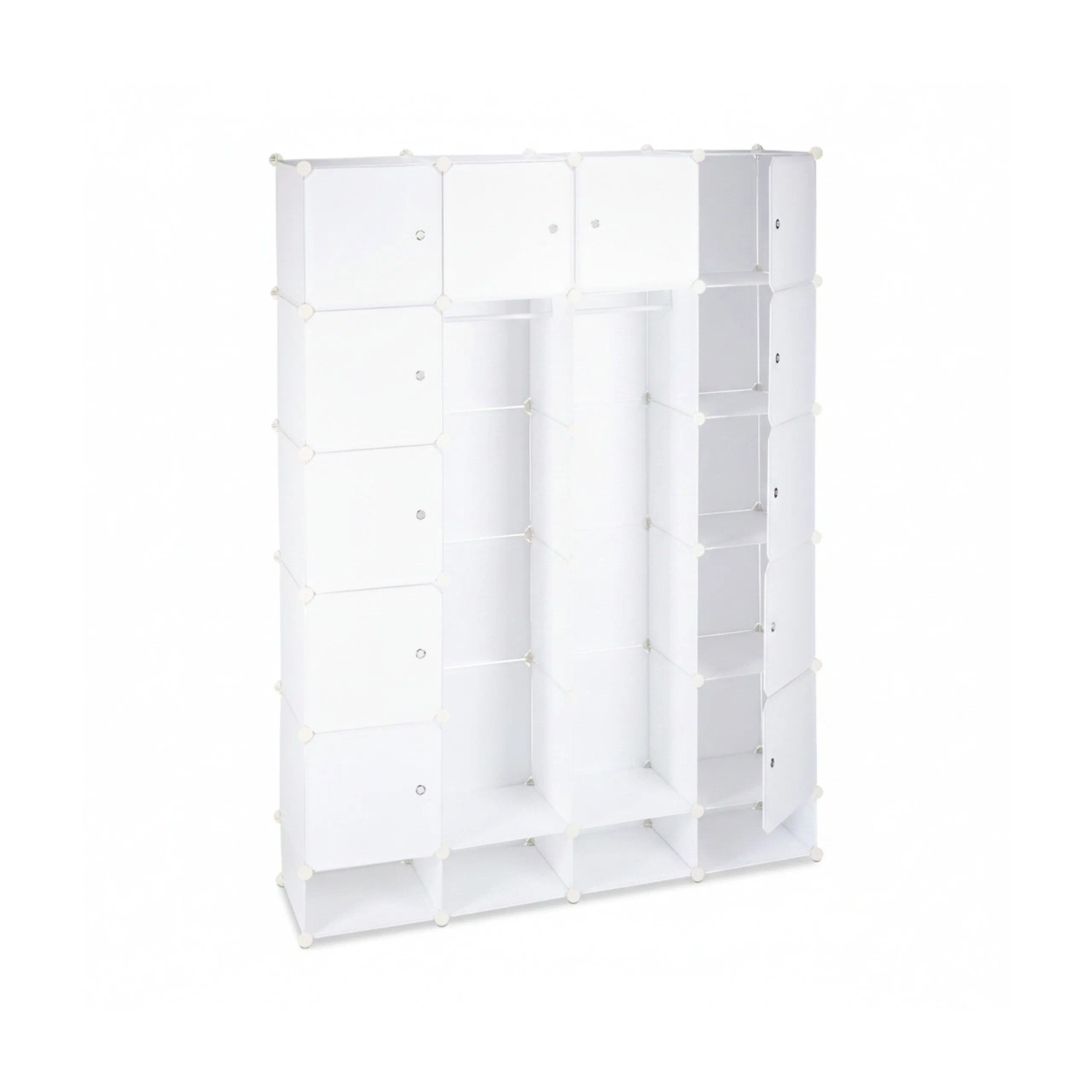 Relaxdays Kleiderschrank Stecksystem Kunststoff Metall Weiß Erweiterbar 198 cm x 145 cm x 36,5 cm 15,5 kg