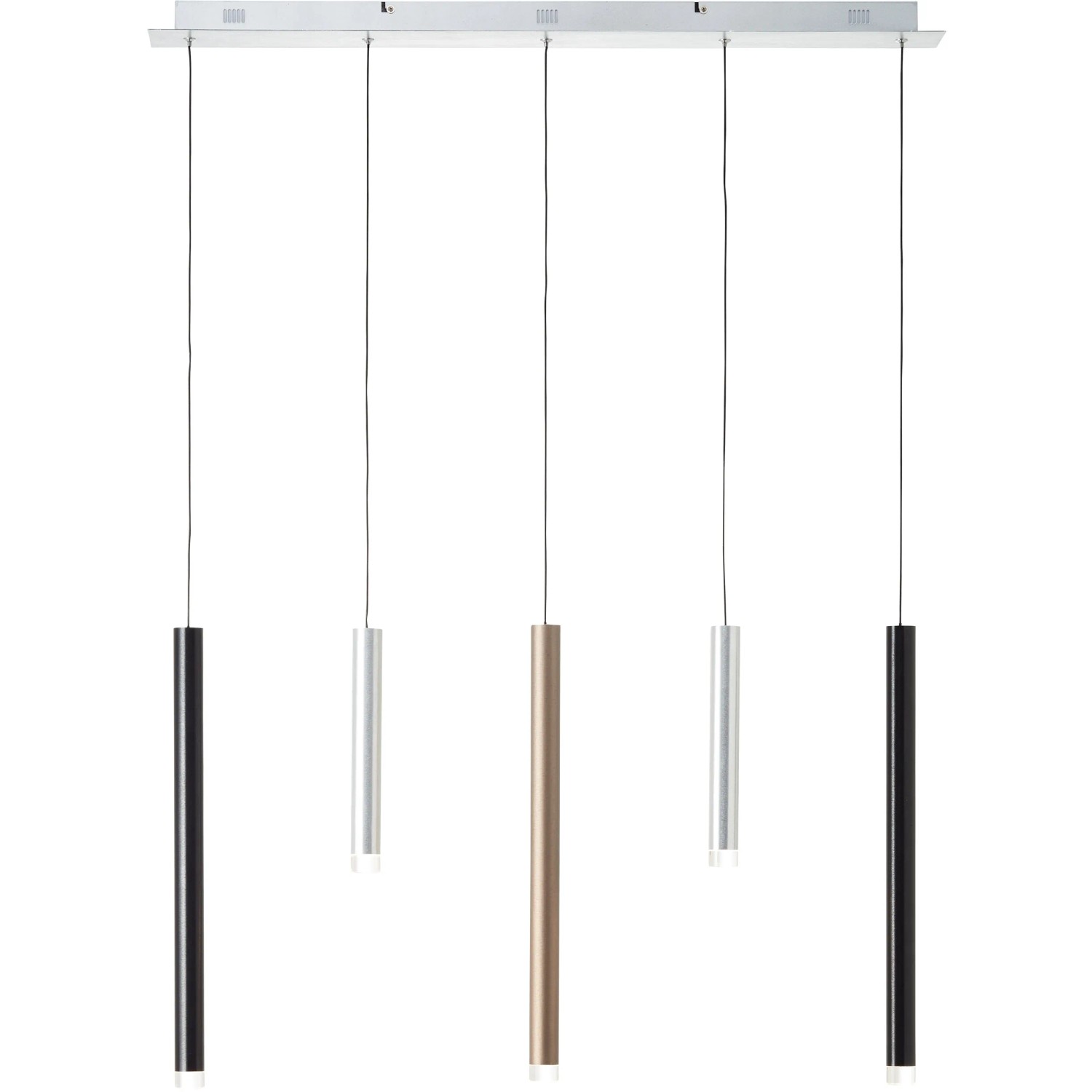 Moderne LED-Pendelleuchte Cembalo, 5-flammig in Braun/Kaffee, für Esszimmer und Wohnbereich.