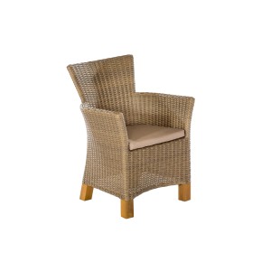 Merxx Toskana Sessel aus Polyrattan mit Akazienholzbeinen und Sitzkissen, Teil des 9-tlg. Gartenmöbel-Sets.