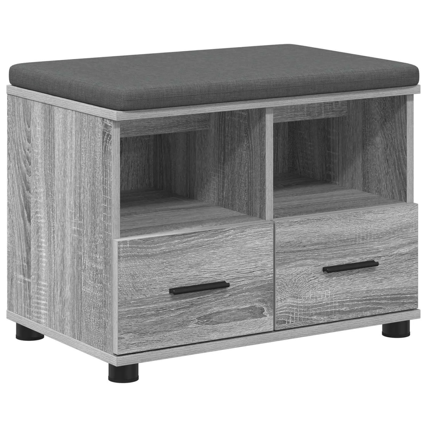vidaXL Flurbank mit Kissen mit Regal Graues Sonoma 60 x 38 x 46 cm 891453