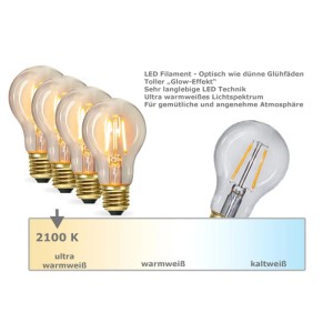 LED Filamentlampen der Satisfire Illu Lichterkette, ultra warmweiß für gemütliche Weihnachtsbeleuchtung.
