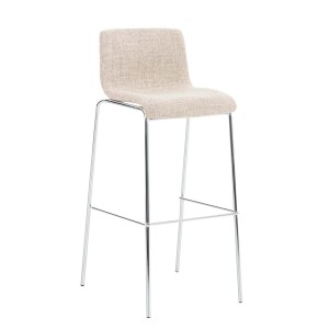DELUKE Barhocker TENAR Stoff Creme 43x48x100cm Silber Barstuhl Mit Lehne Tresenhocker Tresenstuhl