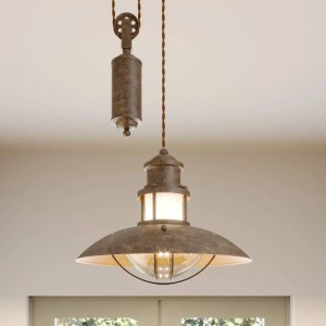Lindby Pendelleuchte Louisanne 9621018 Maritim in Braun aus Metall 1-flammig E27 Flurleuchte