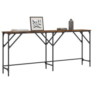Eleganter Konsolentisch Räuchereiche 180x29x75 cm mit schwarzem Metallgestell im Industriedesign.