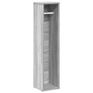 Schlanker Badezimmerschrank in Sonoma-Grau mit offenem Fach und integriertem Toilettenpapierhalter. Badschrank aus Holzwerkstoff.