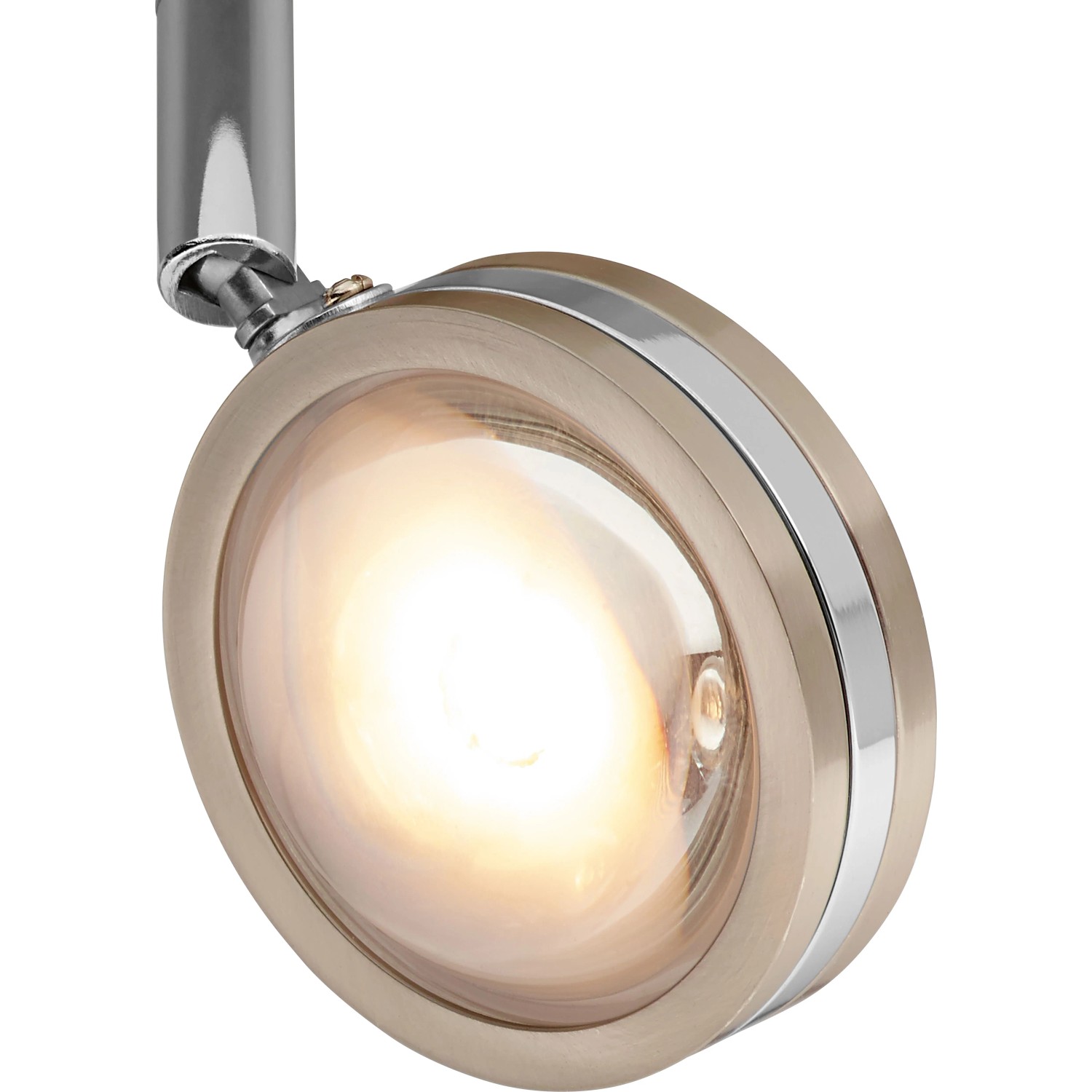 Detailaufnahme: OBI LED Spot Rotello, 4er-Set, Nickel-Matt, warmweißes Licht.