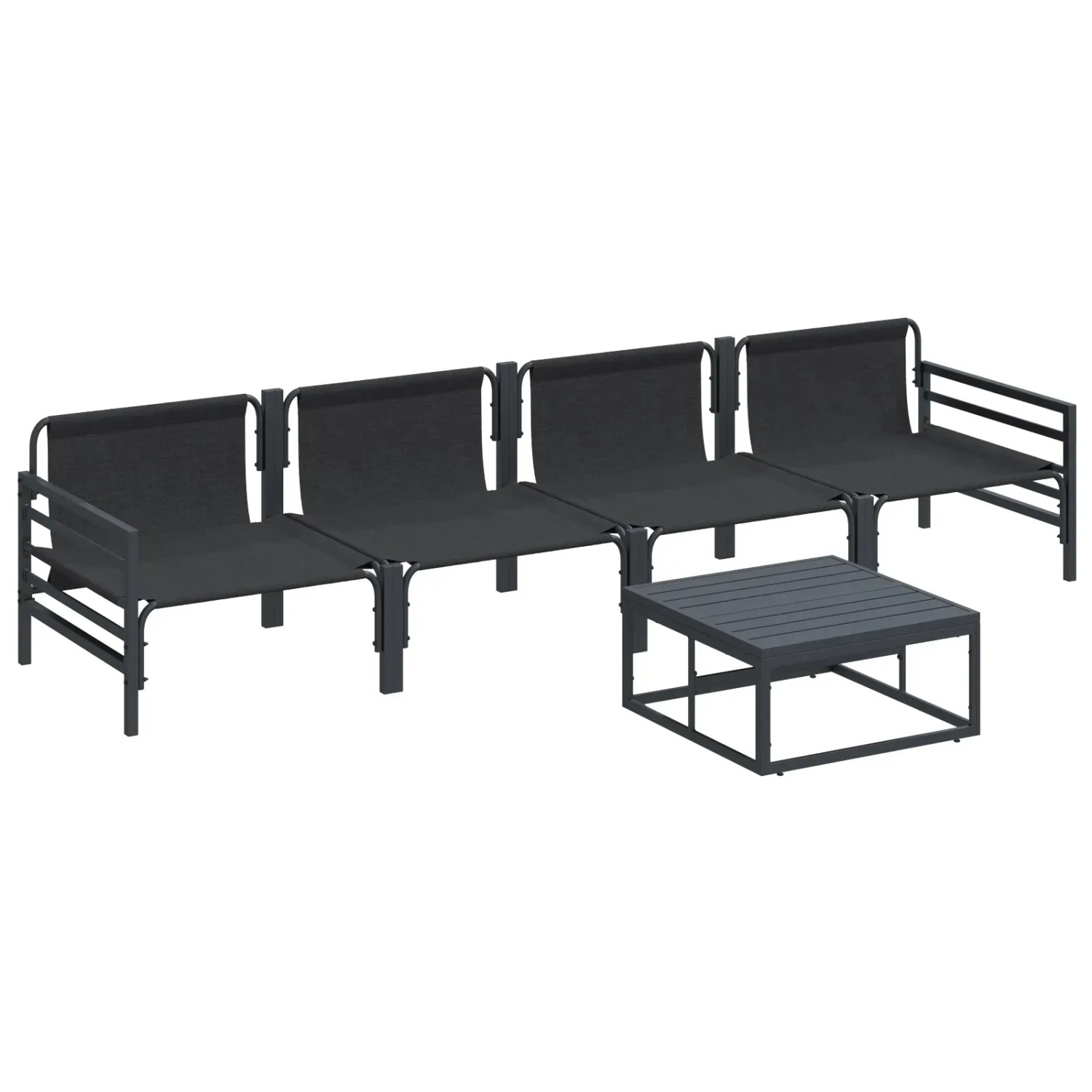 vidaXL Garten-Sofa-Set, 5-teilig, anthrazitfarben, aus Stahl mit Tisch. Gartenmöbel für Terrasse und Garten.