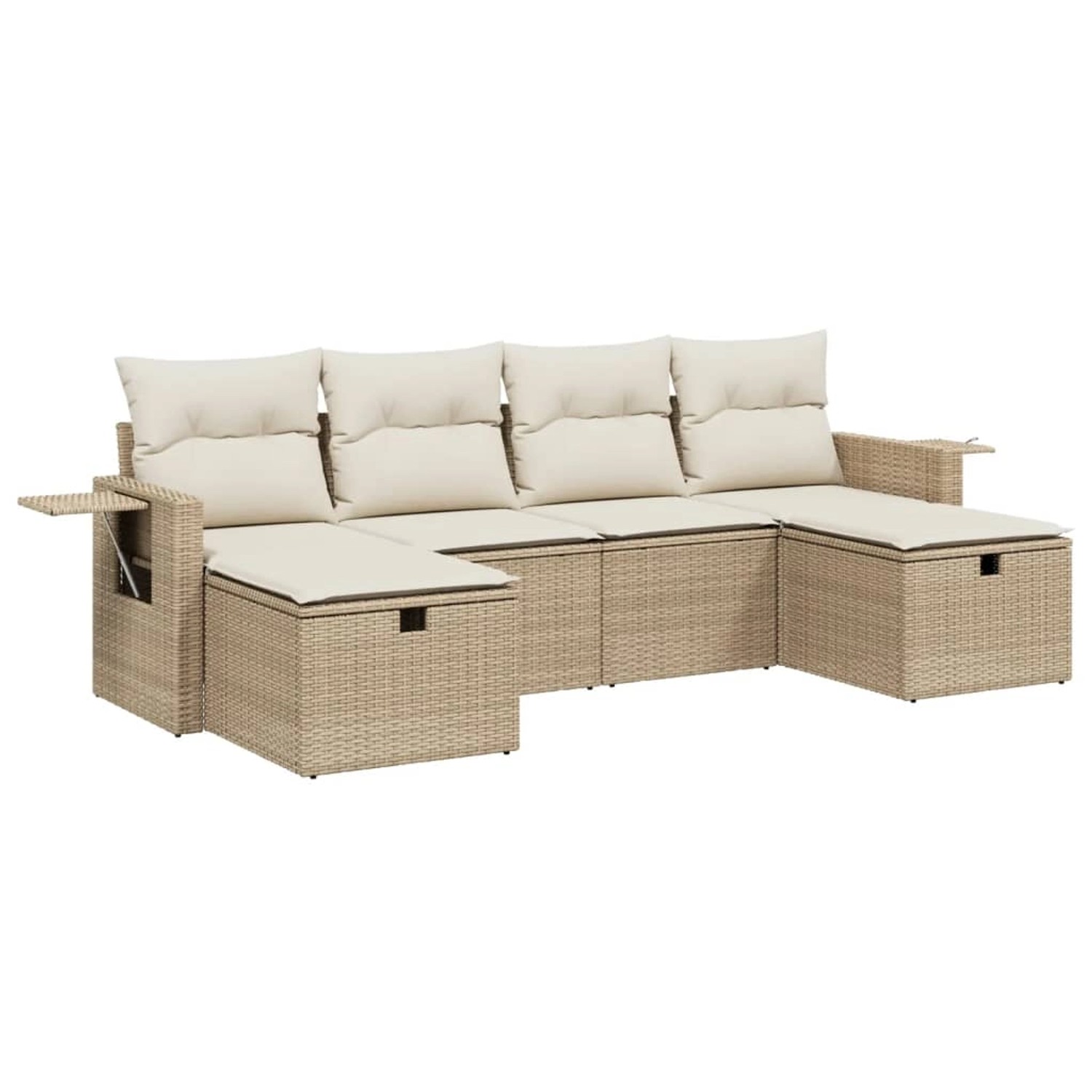 vidaXL 6-Tlg Garten-Sofagarnitur mit Kissen Beige Poly Rattan 3263854 günstig online kaufen