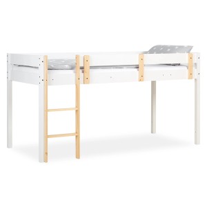 Homestyle4u Hochbett Weiß 90x200 Massivholz Kiefer Kinderbett Lattenrost 2524