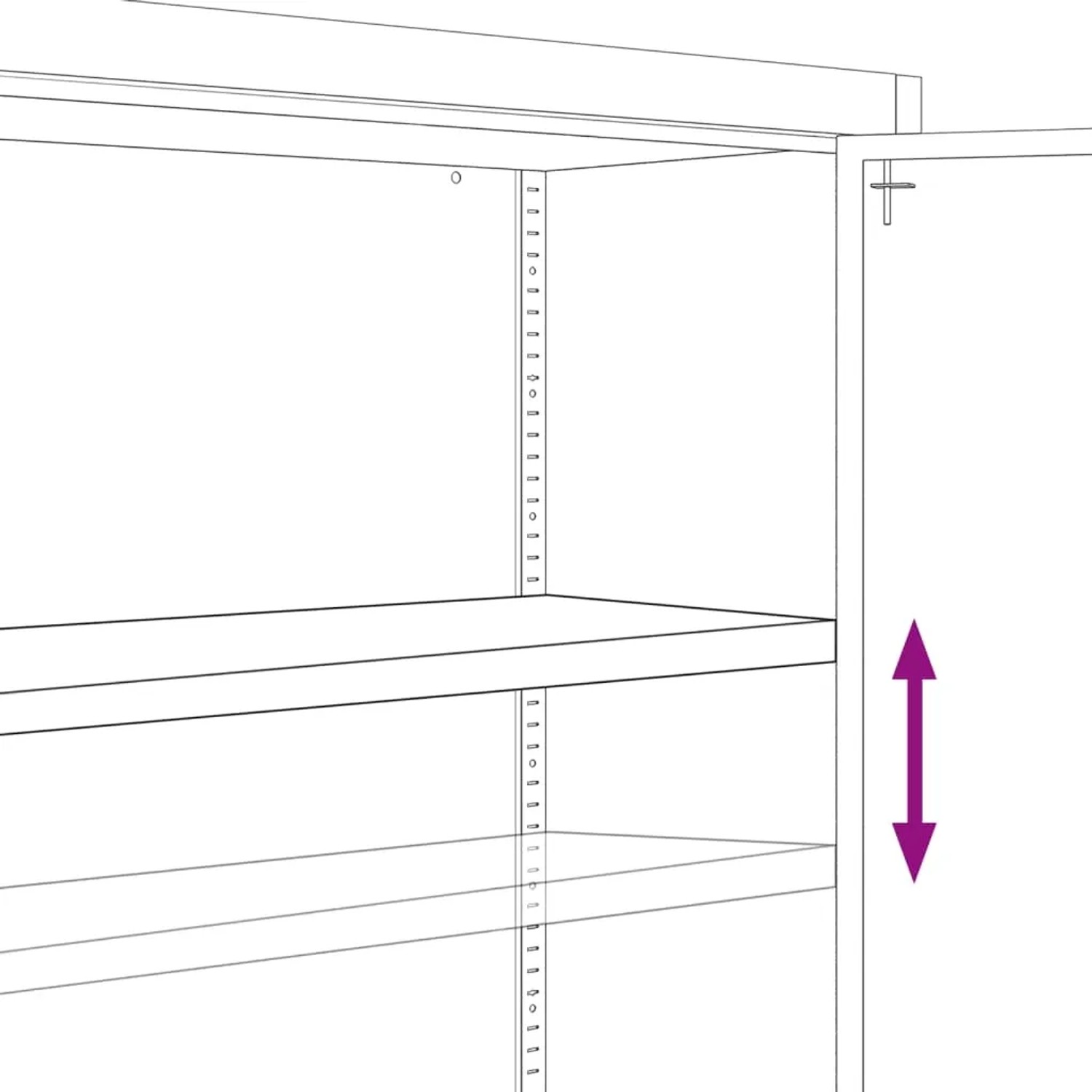 Innenansicht Aktenschrank Anthrazit Stahl mit verstellbarem Einlegeboden.