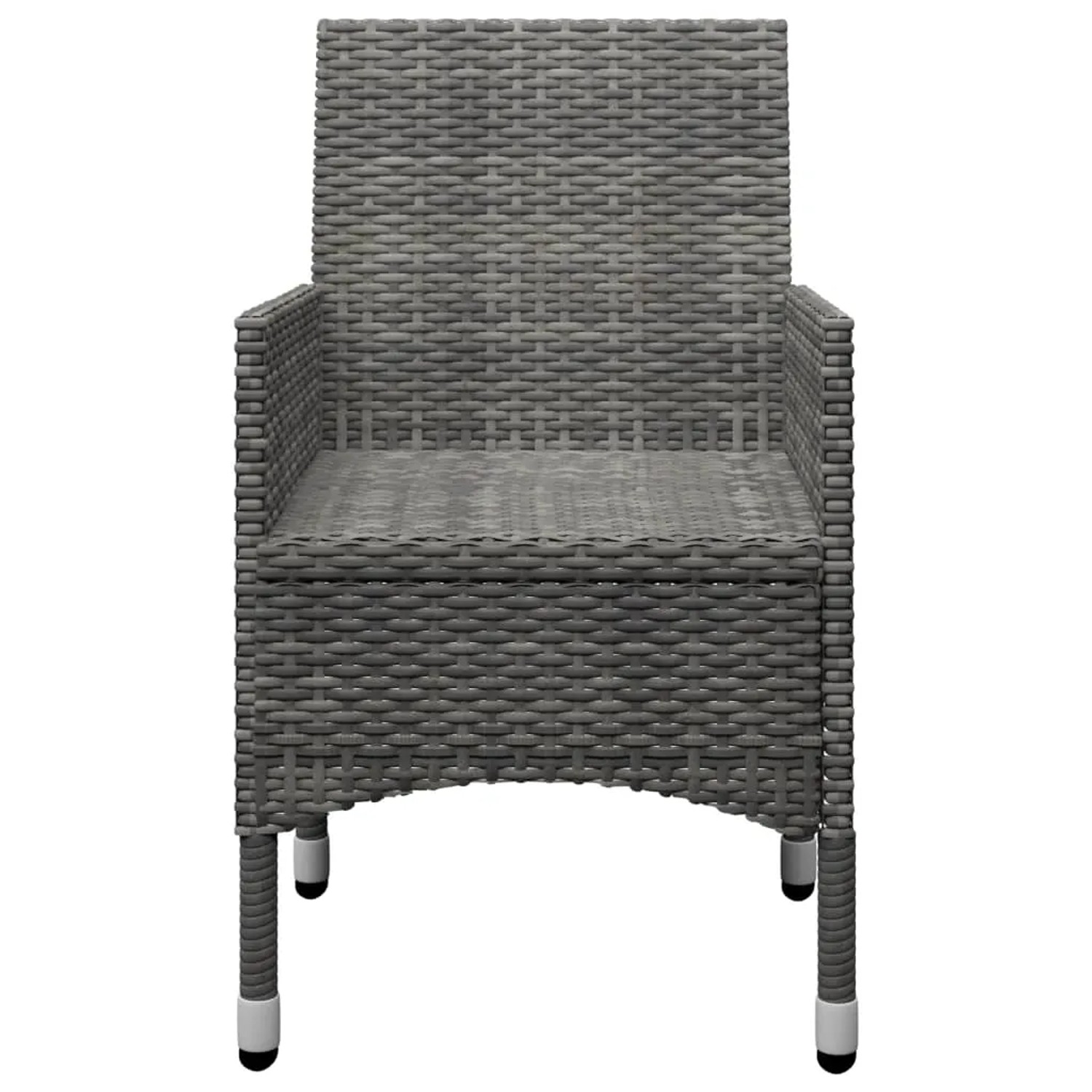 Grauer Sessel aus Polyrattan, Teil der 9-tlg. vidaXL Garten-Essgruppe. Gartenmöbel für Terrasse und Garten.