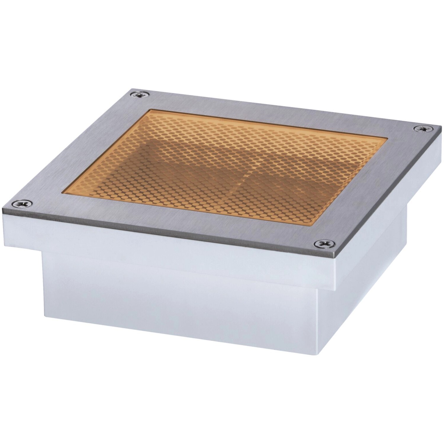 Paulmann Brick LED-Bodeneinbaustrahler, 10x10cm, für den Außenbereich. Quadratisch, silberfarbenes Gehäuse, warmweißes Licht.