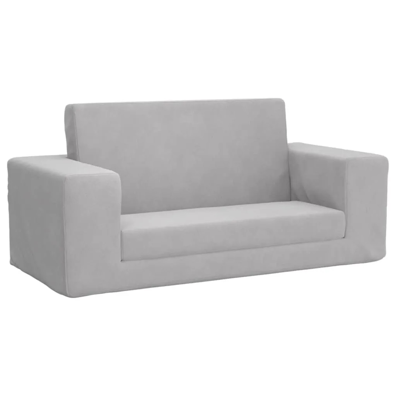 vidaXL Kinder-Schlafsofa 2-Sitzer Hellgrau Weicher Plüsch 357029