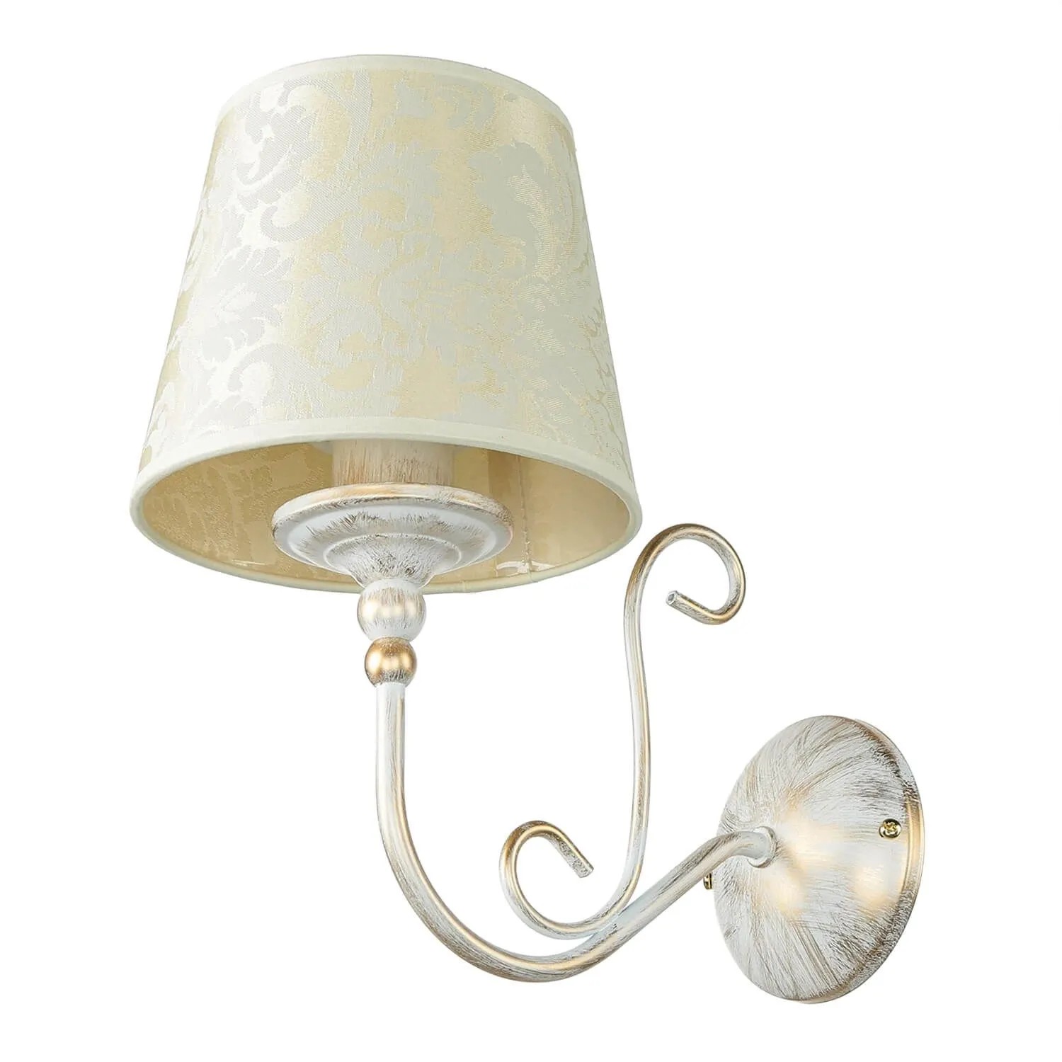 Licht-Erlebnisse Wandlampe Stoff Metall 25 cm Hoch In Shabby Gold Ecru E27