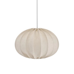 PR Home Hilma Pendelleuchte aus Leinenstoff in Beige, skandinavisches Design.