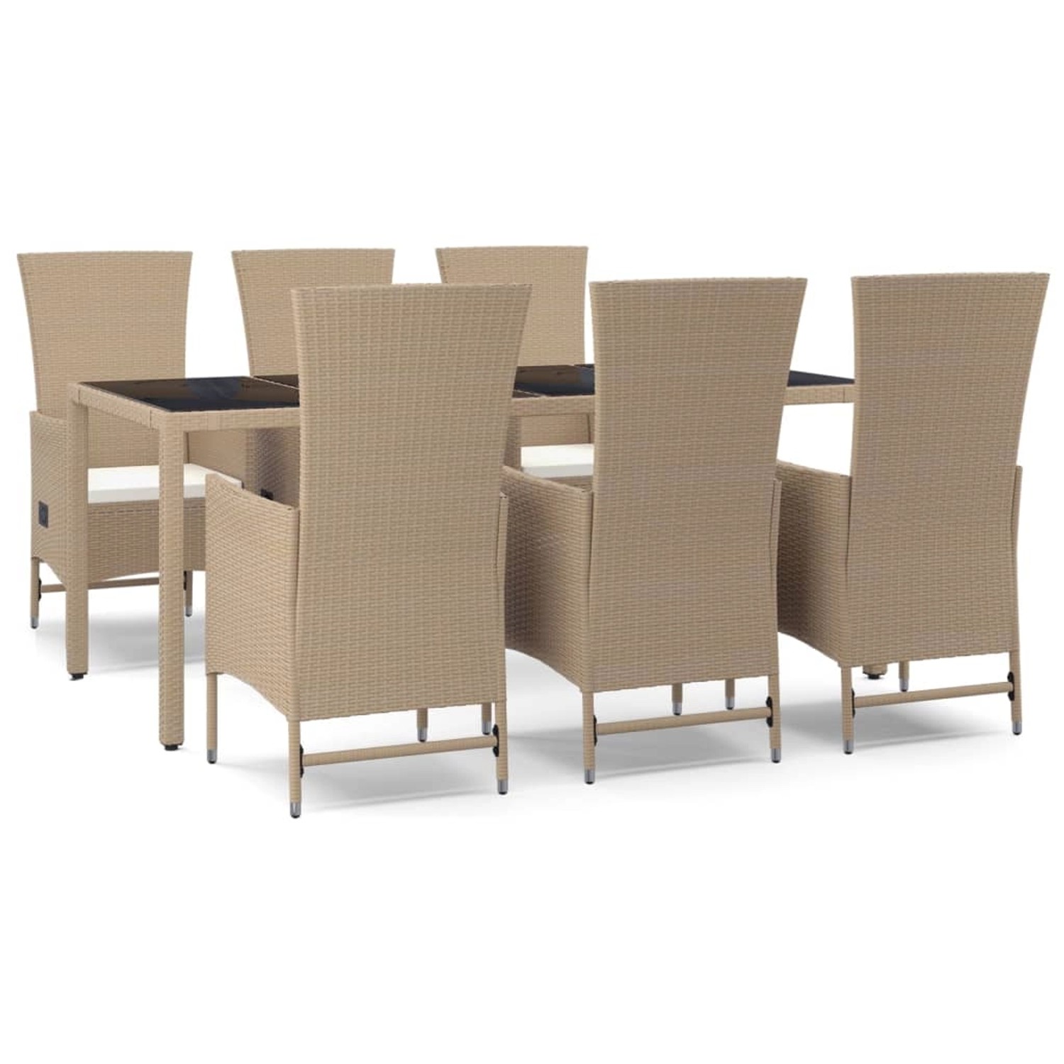 Vidaxl 7-tlg. Garten-essgruppe Mit Kissen Beige Poly Rattan günstig online kaufen