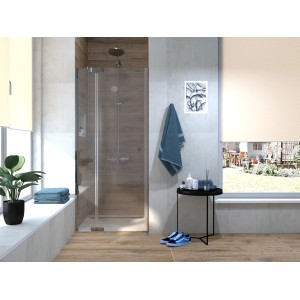 Dusch-Nischentür Brava Frame mit Festteil, Chrom, 90x200 cm, DIN links, teilgerahmt.