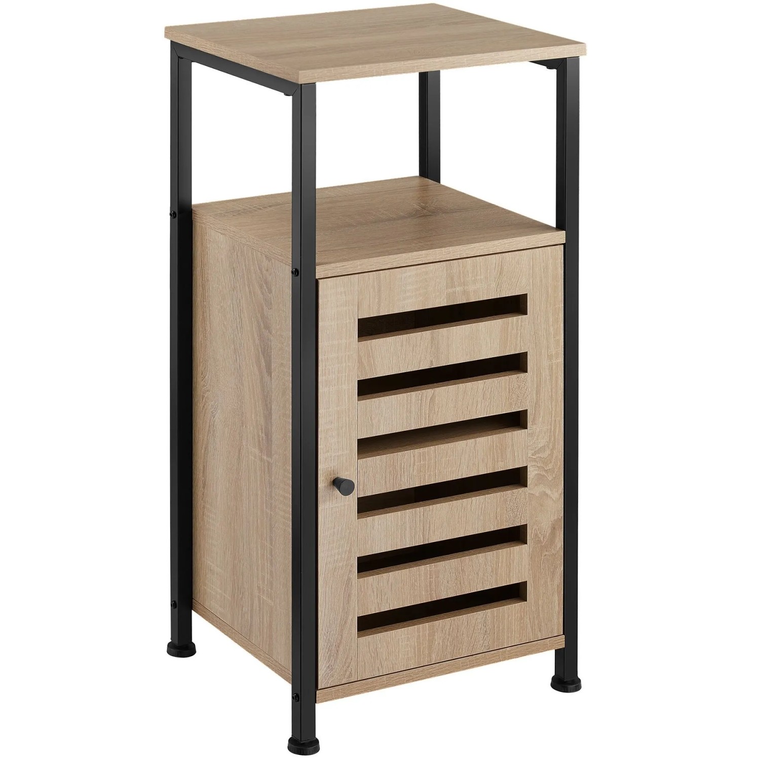 Tectake Beistellschrank Durham Industrial Style Holz und Stahl  31 50 x 38 50 x 81 cm Industrial Holz Hell  Eiche Sonoma