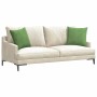 Zwei hellgrüne vidaXL Sofakissen aus Cordstoff, 45x45 cm, auf einem beigen Sofa.
