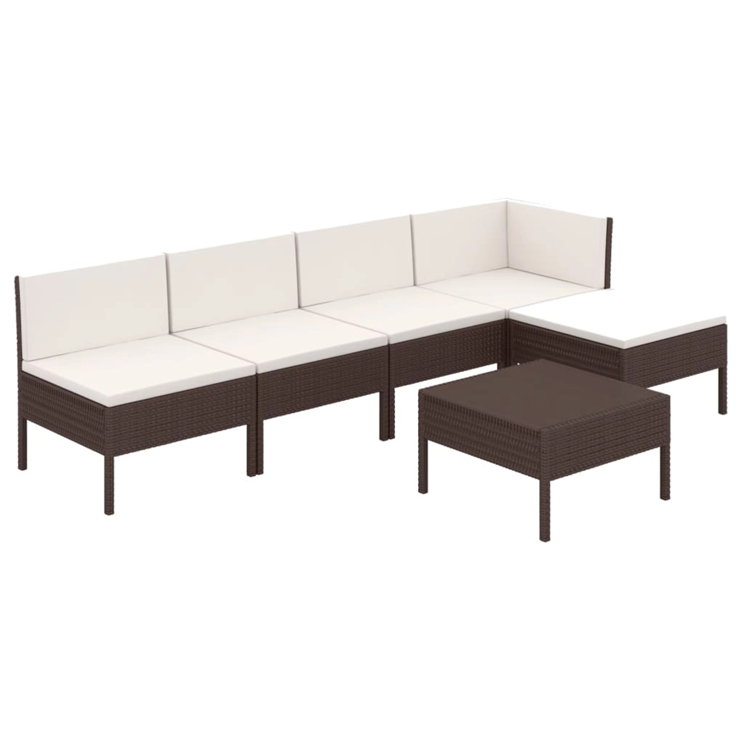 vidaXL 6-tlg Garten-Lounge-Set mit Auflagen Poly Rattan Braun Modell 21