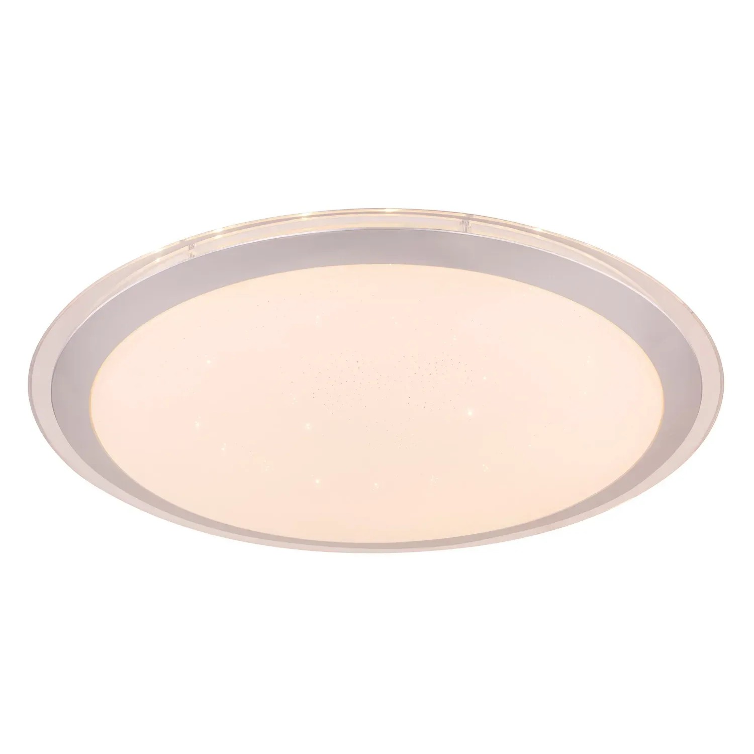 Weiße Globo LED-Deckenleuchte Carry, Ø 53cm, mit Farbwechsler, dimmbar und Sparkle-Dekor.