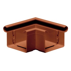 Inefa Rinnenwinkel 90 Grad Außeneck, braun, für Kastenrinne NW 68, aus PVC.