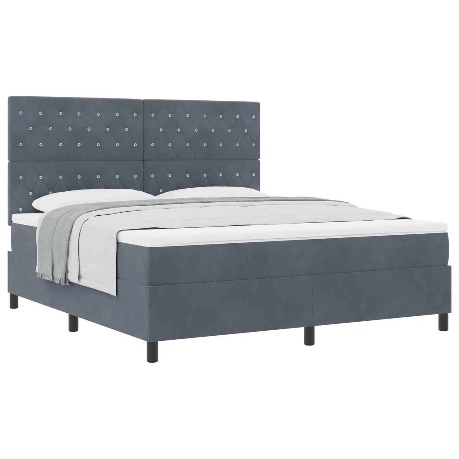vidaXL Boxspringbett mit Matratze Dunkelgrau 180 x 200 cm Stoff 3339783