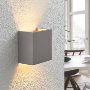Lindby Beton Wandleuchte Wandlampe Innen Smira 9613083 Modern in Alu aus Beton 1-flammig G9 Wohnzimmerleuchte