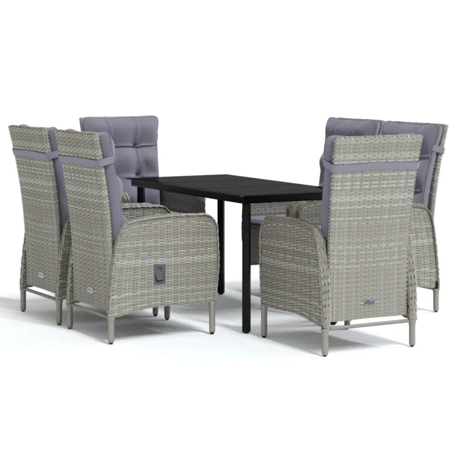 vidaXL 7-Tlg Garten-Essgruppe mit Kissen Grau und Schwarz 3099362 günstig online kaufen