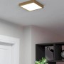 Eckige Eglo LED Aufbauleuchte Fueva 5 in Messing-Weiß, 17 W, an der Decke montiert.