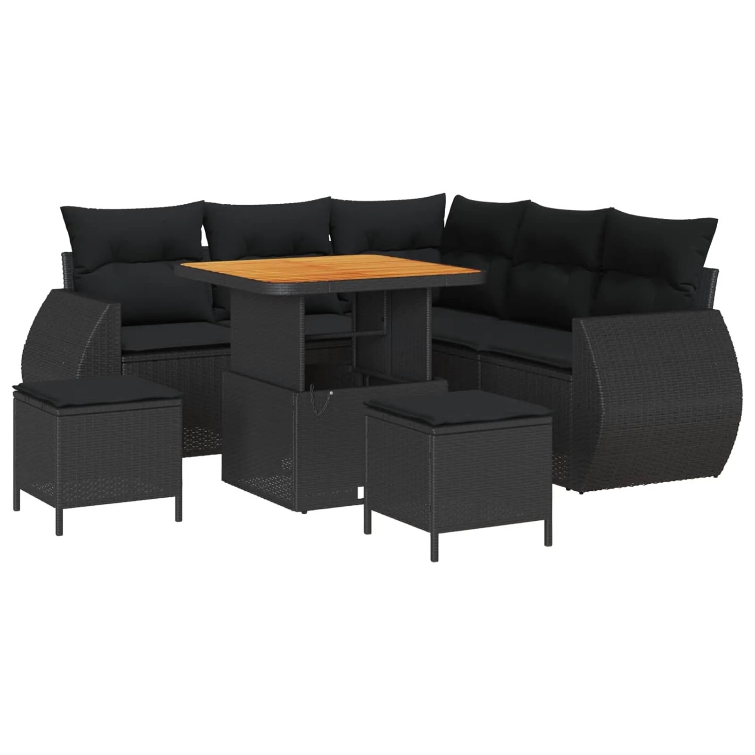 vidaXL Gartensofa-Set mit Kissen 8 Stk Schwarz Poly-Rattan 3363819