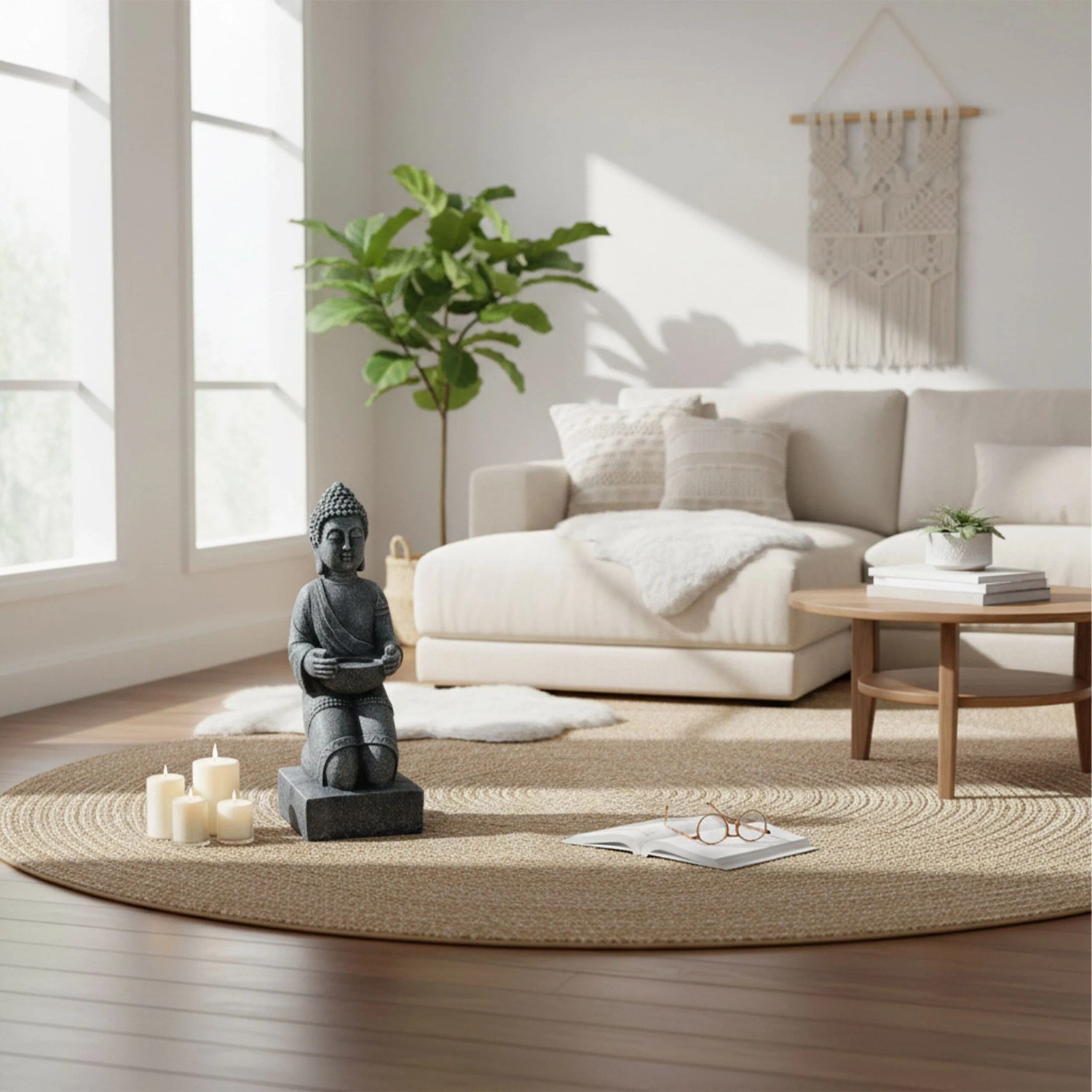 Relaxdays Buddha Figur Polyresin Grau Wetterfest Frostsicher 43 cm x 16 cm x 15 cm_3