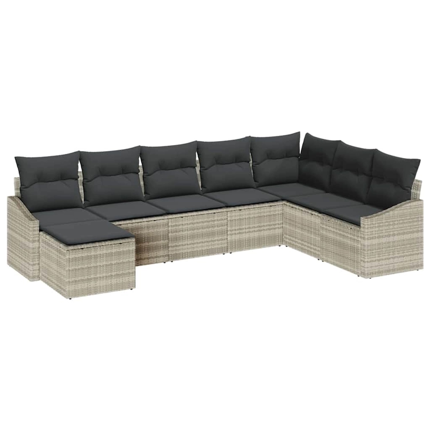 vidaXL Garten-Sofa-Set 8-Tlg Hellgrau Poly Rattan 3346842 günstig online kaufen