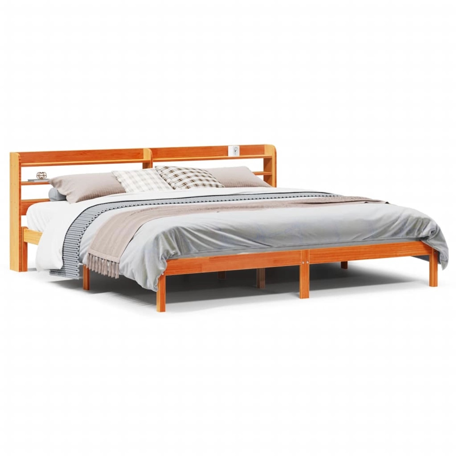 vidaXL Bettgestell mit Kopfteil ohne Matratze Wachsbraun 200x200 cm 3306563 günstig online kaufen