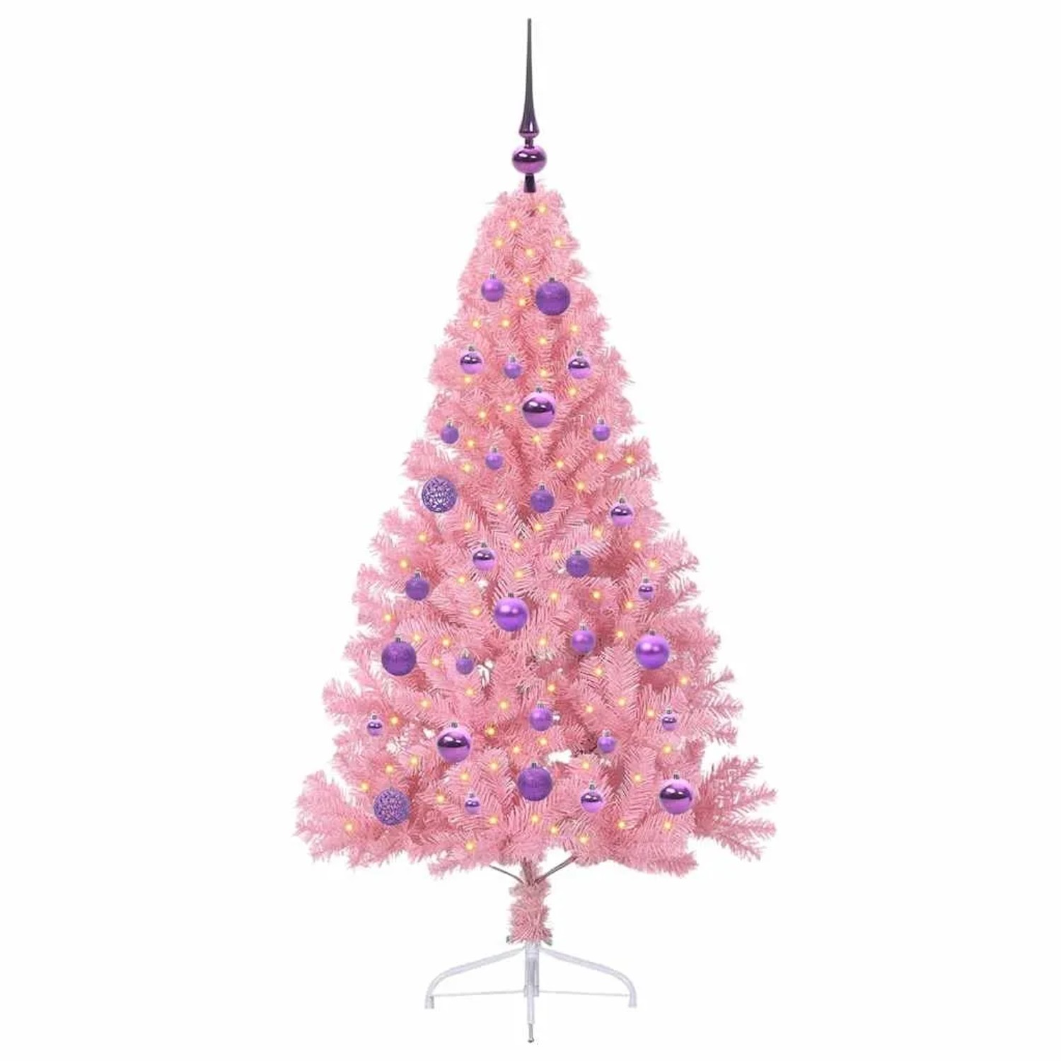 vidaXL Künstlicher Vorbeleuchteter Weihnachtsbaum Rosa 150 cm PVC 3397069
