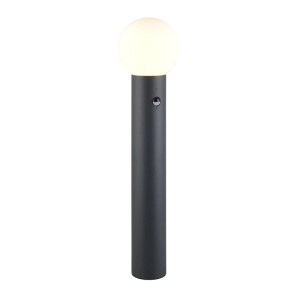 Anthrazitfarbene Trio LED Wegeleuchte Mures mit Bewegungssensor, Ø 18 cm x 80 cm.
