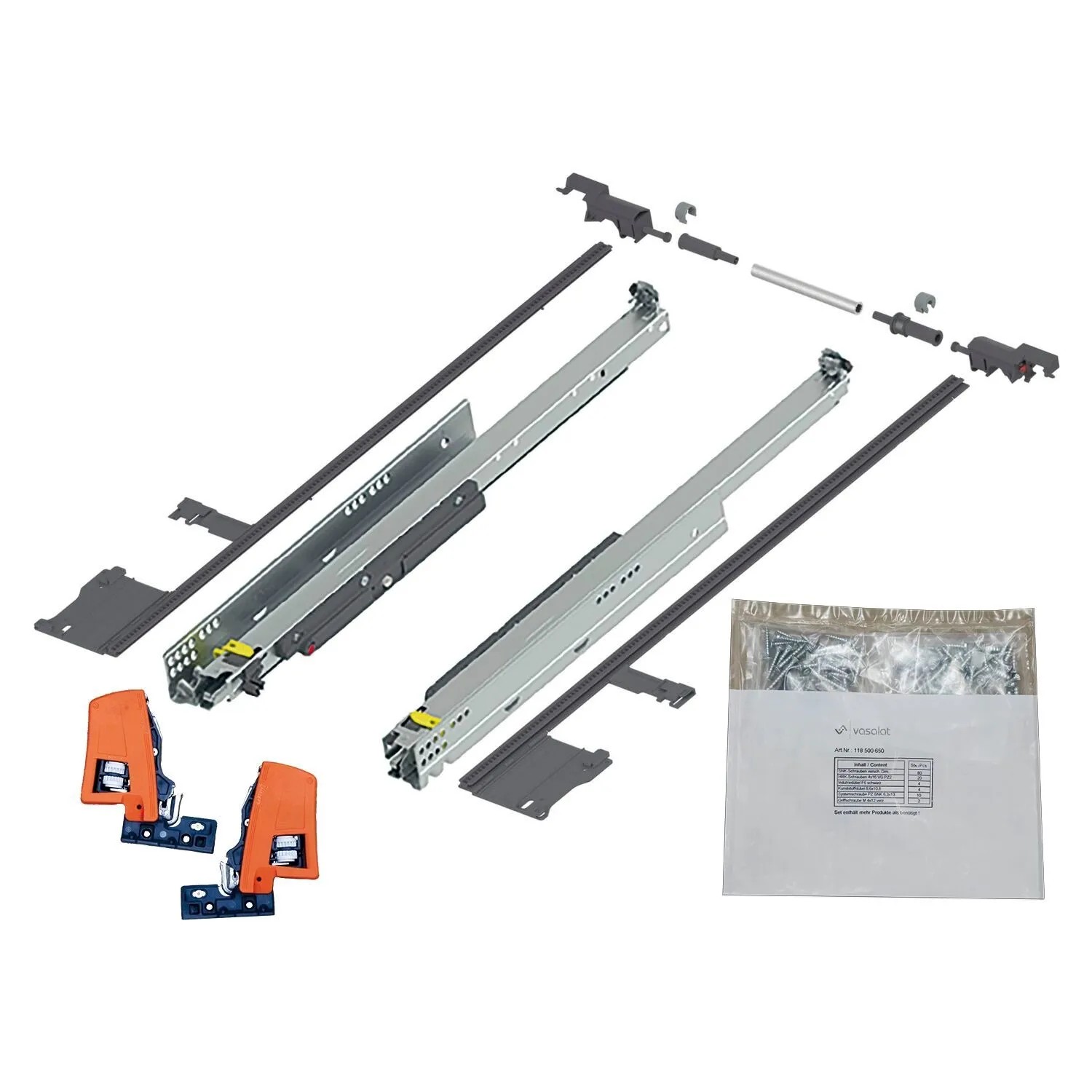 vasalat Set Blum Movento Tip-On Schubladenschienen 550 mm 40 kg mit Seitenstabilisierung