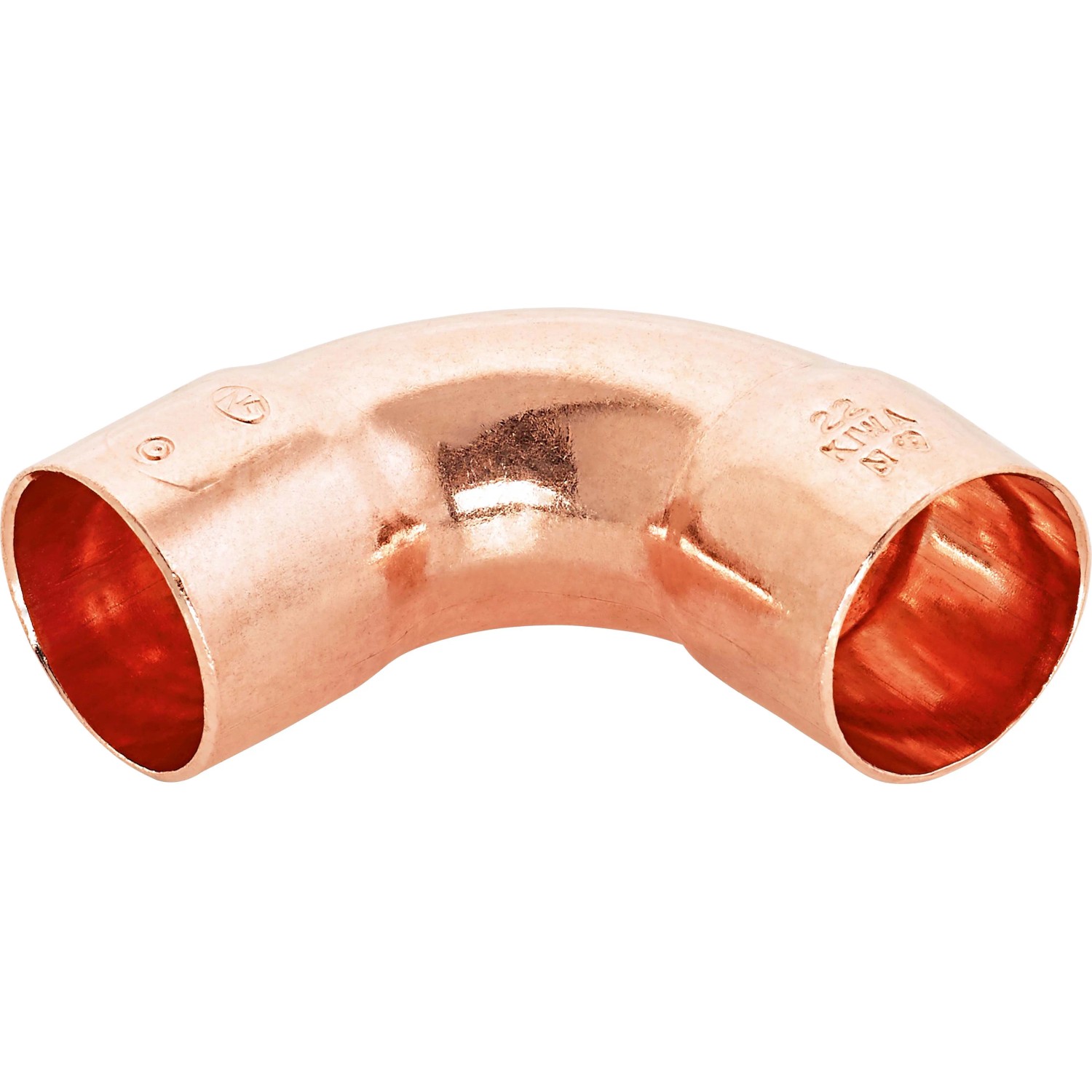 Löt-Bogen Ø 22 mm aus Kupfer, 90-Grad-Winkel, für Kupferrohr-Verbindungen, 10er-Pack.