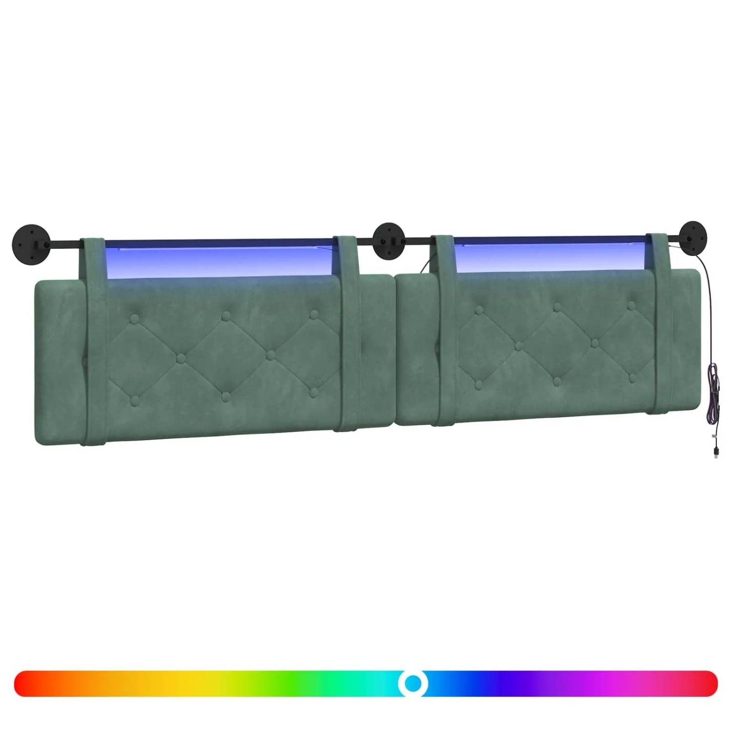vidaXL Hängendes Kopfteil Mit LED Licht Meergrün Samt 3424257